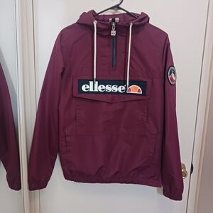 Vtg. Ellesse Skiing Anorak Windjacket Womens Sz 6 Half-Zip Hiking Cabincore Hood